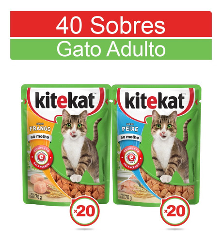 Kitekat Alimento Húmedo Gato Pollo Y Pescado X 40 Sobres