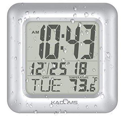 Kadams Reloj De Pared Digital Para Ducha De Baño, Resistent