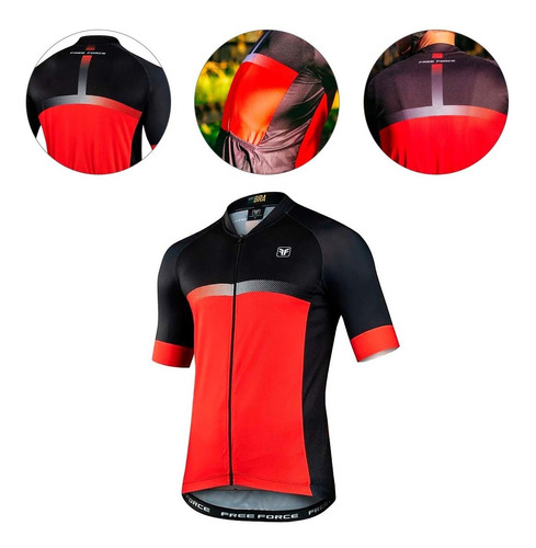 Camisa Freeforce Masculina Sport Slit Vermelha E Preta Cicli