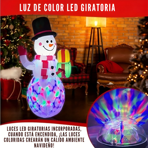 Muñeco Inflable De Nieve Navideños Con Luces Led Decoración Blanco