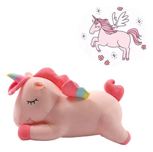 Almohada Grande Y Esponjosa De Unicornio De Peluche, 50 Cm