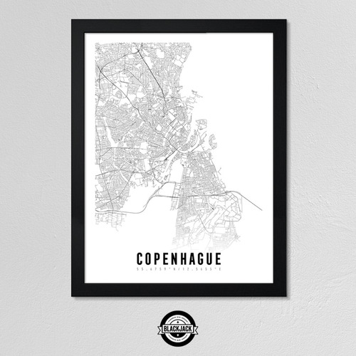 Cuadro Mapa Ciudades Copenague Nordico 30x40 Mad