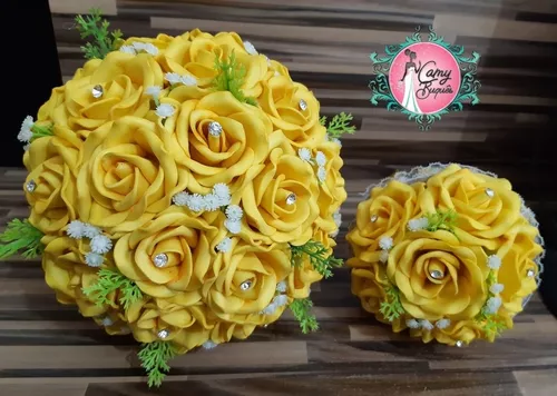 Buquê, Bouquet Noivas Casamento Amarelo Dourado