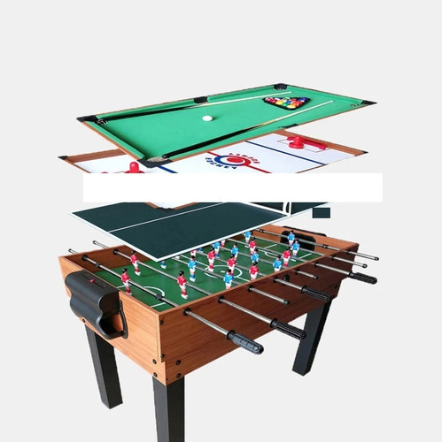 Mesa 4 En 1 Fulbito Hockey Tenis Billar