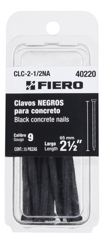 Blíster 15 Clavos Negros Concreto 2-1/2 Fiero 40220 12 Pzs