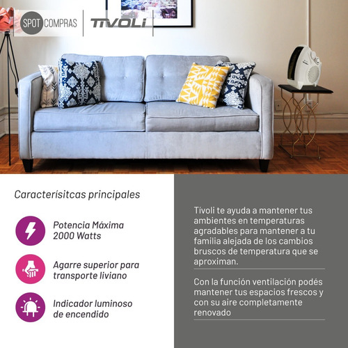 Imagen 3 de 8 de Caloventor Tivoli Con Termostato 2000w