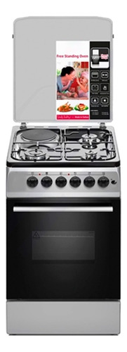 Cocina Eldom Genova a gas/eléctrica 4 hornallas  silver 220V puerta con visor 58L