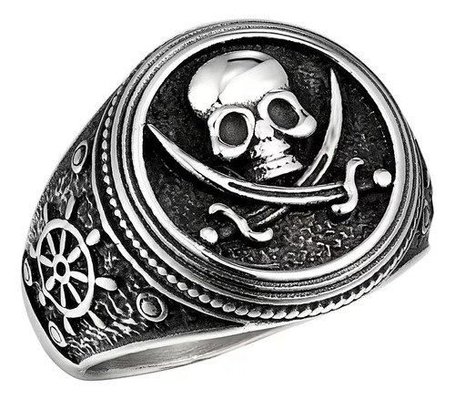 Anillo De Acero Inoxidable Con Forma De Calavera Pirata Para