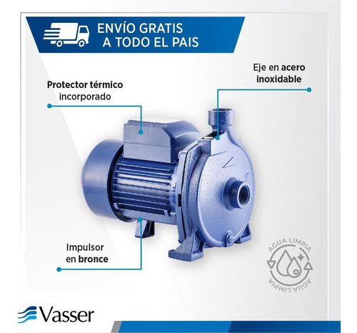 Imagen 3 de 9 de Bomba Centrifuga Motorarg Linea Vasser Qc150 1,5hp Eleva 32m