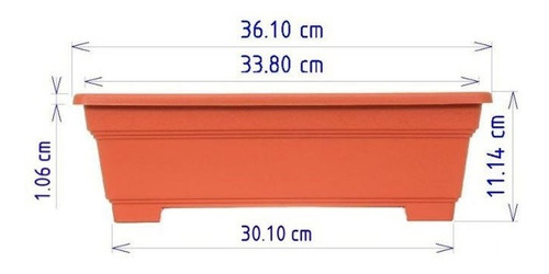 Floreira Retangular Polipropileno Vicenza 36x15cm Cerâmica