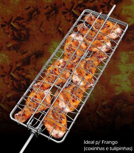 Grelha 74 Cm P/ Grill Regulavel P/ Peixes E Frango