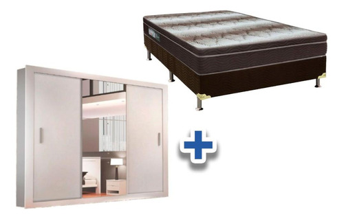 Cama Box Casal+colchão Light Ortobom+g. Roupa Veneza Branco