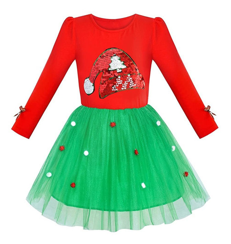 Vestido Navidad Manga Larga Niña 6-12 Años