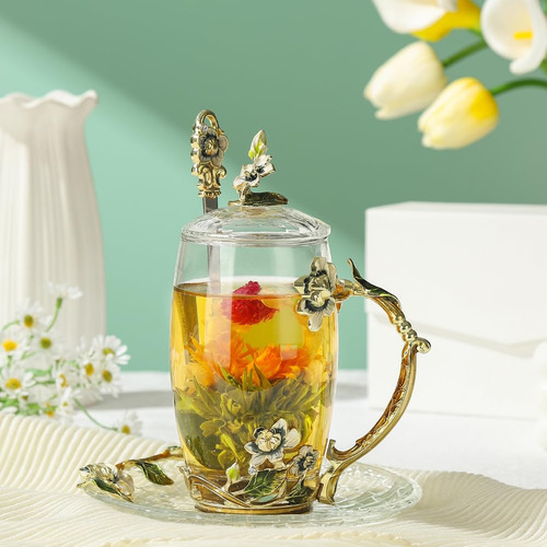 Taza De Vidrio Para Café Con Cuchara, 340 Ml Set De Regalo