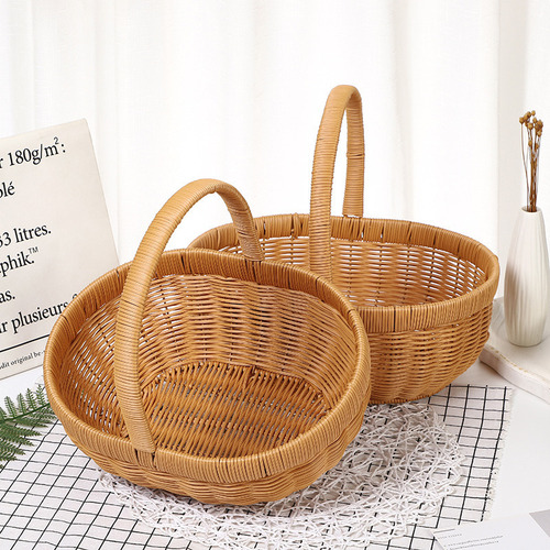 Canasta De Imitación De Mimbre Tejida A Mano Para Picnic