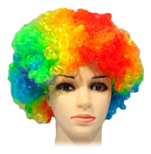 Peluca Payaso Afro Colores Halloween Disfraz