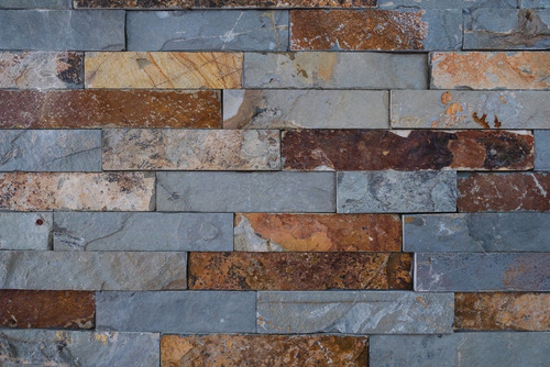 Piedra Oxido Natural Placa Panel 60x15 Laja Brick Por Caja
