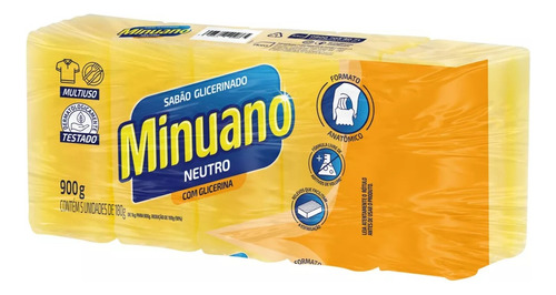 Sabão Em Pedra Minuano Glicerinado Multiuso Neutro 900g