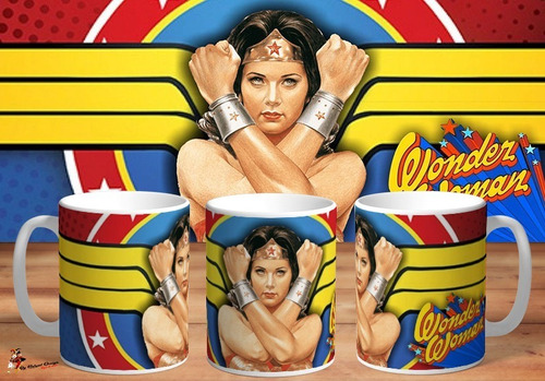 Taza De Ceramica Wonder Woman Retro Lynda Carter 4k Art 02