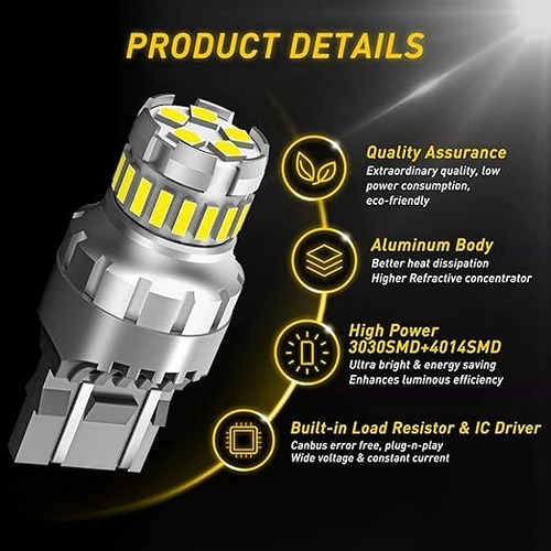 Par De Ampolleta Led T20 W21/5w Alto Brillo 1200 Lumenes