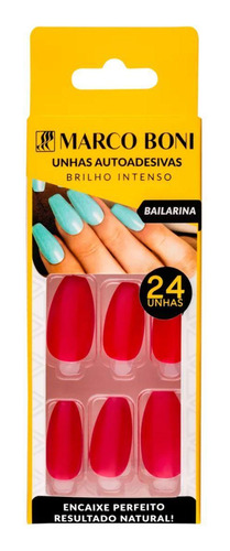 Kit 24 Unhas Autoadesiva Modelo Bailarina Natural Marco Boni