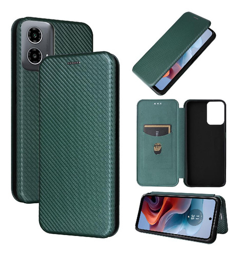 Funda Para Motorola Moto G34 5g De Fibra De Carbono Magnétic