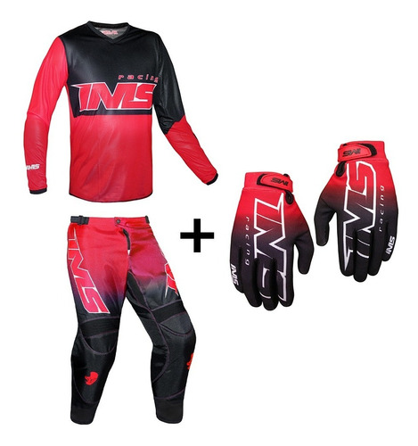 Kit Conjunto Ims Army Vermelho + Luva Army Vermelha Novo