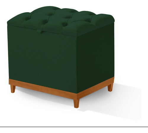 Puff Bau 45x45 Base Madeira Tecido Veludo Imediata Cor Verde-escuro Veludo Verde