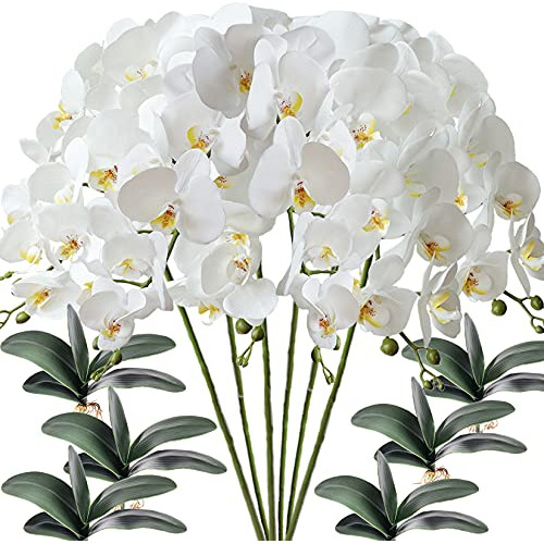 6 Piezas De Flores Artificiales De Orquídea Phalaenops...
