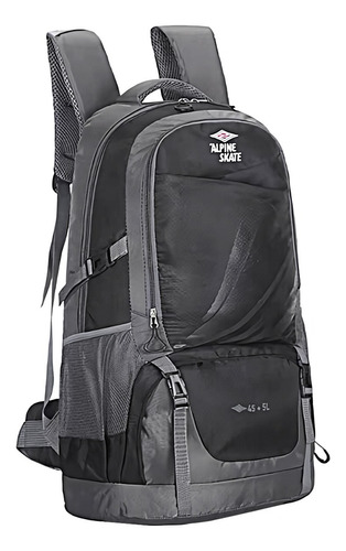 Mochila Trekking Viaje Mochilero Alpine Skate 50 Litros Color Negro Diseño de la tela Liso