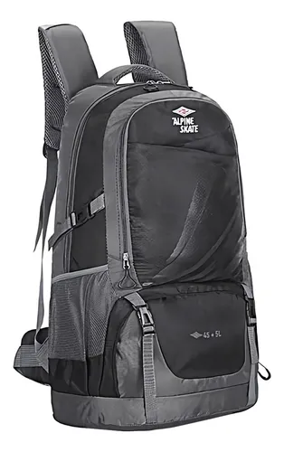 Mochila Trekking Viaje Mochilero Alpine Skate 50 Litros Color Negro Diseño  de la tela Liso