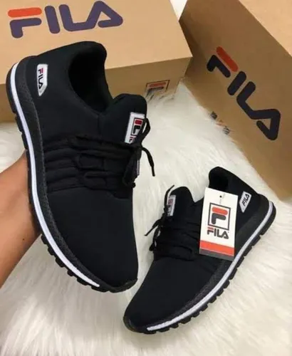 T nis Fila F1 Preto Listra Branca Desconto no Pre o