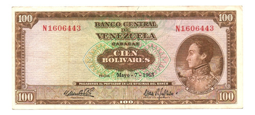 Billete De 100 Bs Mayo 1963 N7