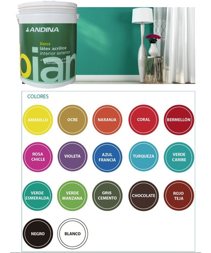 Imagen 1 de 6 de Pintura Latex Int/ext Color Andina Bianca 10l Pintumm