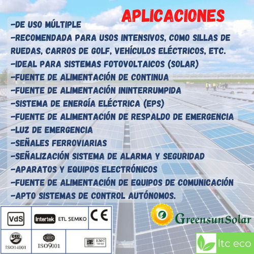 Batería Gel 12v 40 A Ciclo Profundo Solar Paneles Recargable