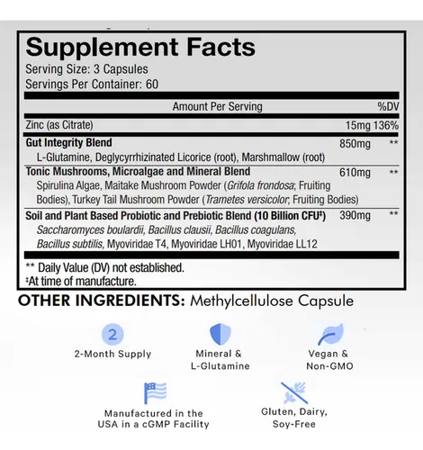 Suplementos Codeage Gut Health, 180 Cápsulas, Fórmula Vegana