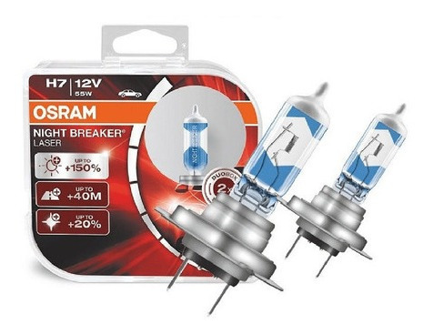 Par De Lampada Farol Osram Night Breaker Laser H7 150% + Luz