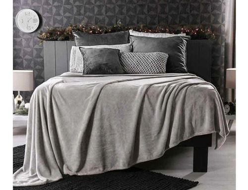 Suave Cobija Frazada Gris Calientita Queen Size 100% Nuevo