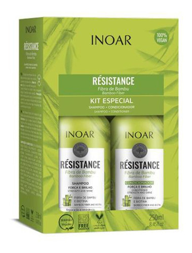  Kit Resistance Fibra De Bambu 250ml - Shampoo + Cond. Inoar