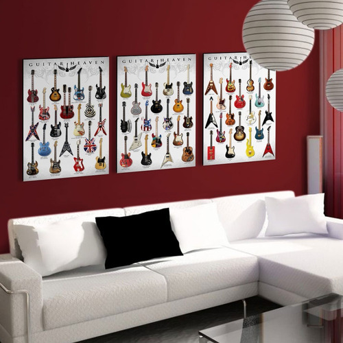 Kit Placas Quadros Guitarras Famosas Guitar Heaven Coleção Cor Não Se Aplica Armação Sem Armação