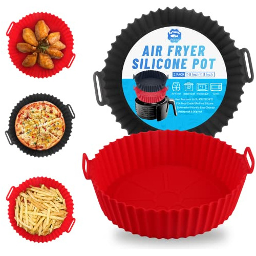 2-pack Air Fryer Silicone Liners Pot/basket For 3 To 5 Qt, A