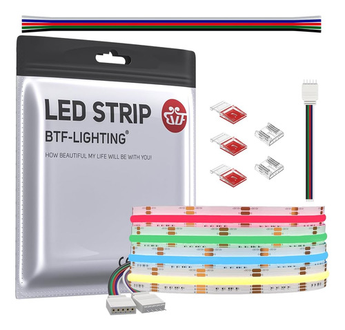 Fcob Cob Rgbw 3000 K, Tira De Luz Led Uniforme Flexible...