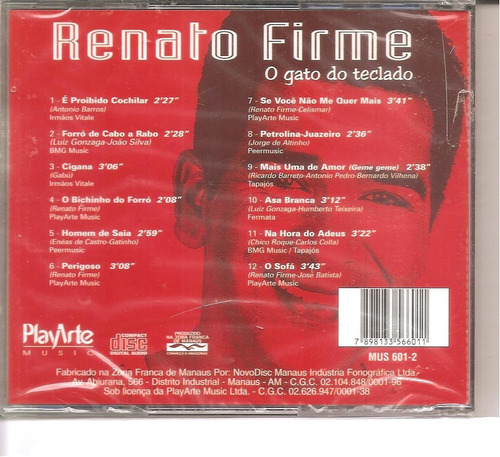 Cd Renato Firme - O Gato Do Teclado (luiz Gonzaga) Orig Novo