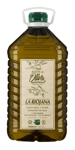 Imagen 1 de 9 de Aceite De Oliva Orgánico Extra Vírgen 5 Litros La Riojana