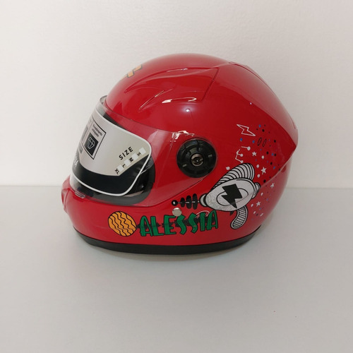 Casco Cerrado Infantil Rojo Brilloso Planet