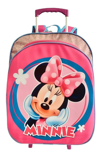 Imagem 2 de 10 de Kit Mochila Infantil Minnie Mouse Lisa M Rodinhas Menina F5