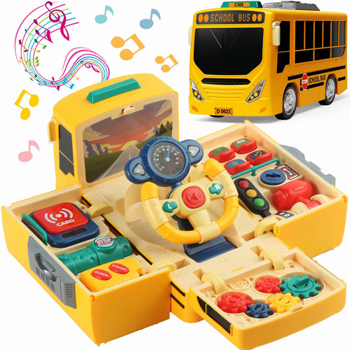 Toy School Bus Hongtuo Com Som, Luz E Direção De Simulação