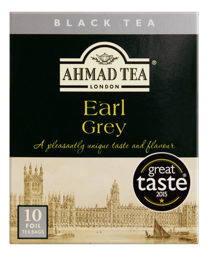 Chá Ahmad Tea London preto earl grey em sachê 20 g 10 u