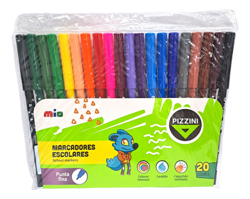 Marcadores Pizzini Mio Escolar Por 20 Colores 