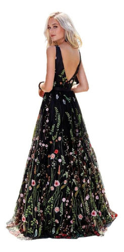 Vestido De Noche Elegante Y Romántico Estampado De Flores A